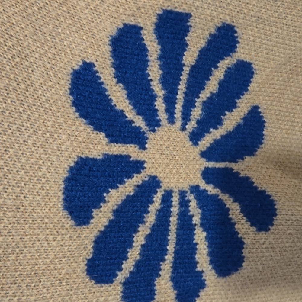 Floral Patterned Brown With Blue Flower Sweater Size XL - Picture 5 of 7